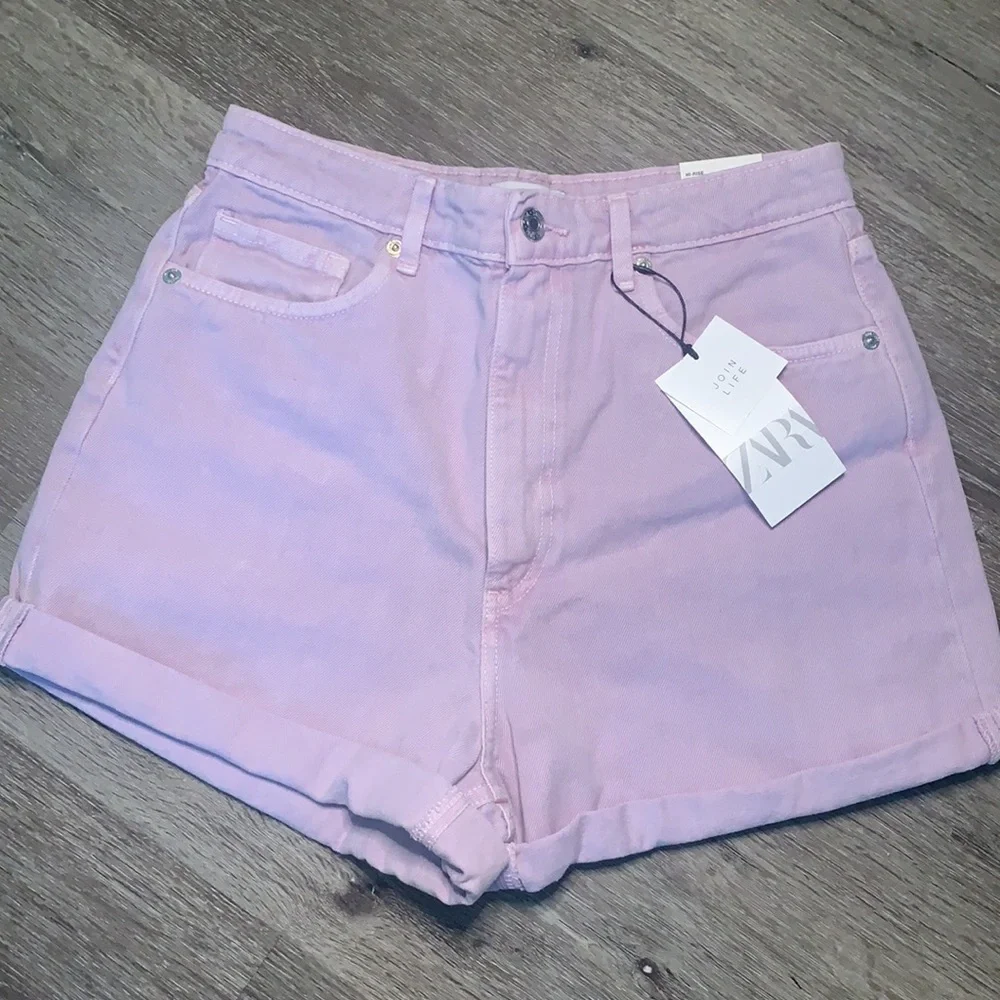 ZARA | High Rise Lavender Denim Jean Shorts | 10 - Picture 2 of 5